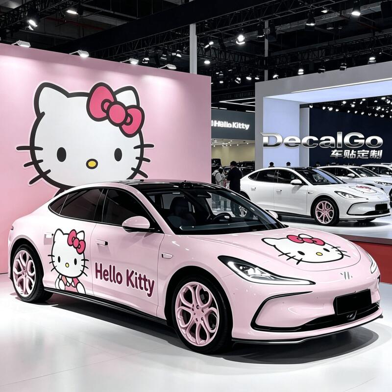 Car Accessories Japanese - かわいいアニメ柄のカーフィルム、カーステッカー。ハローキティの防水・日焼け防止・傷防止機能付き。漫画風のカーステッカーで、車のカスタマイズに最適なアクセサリー。