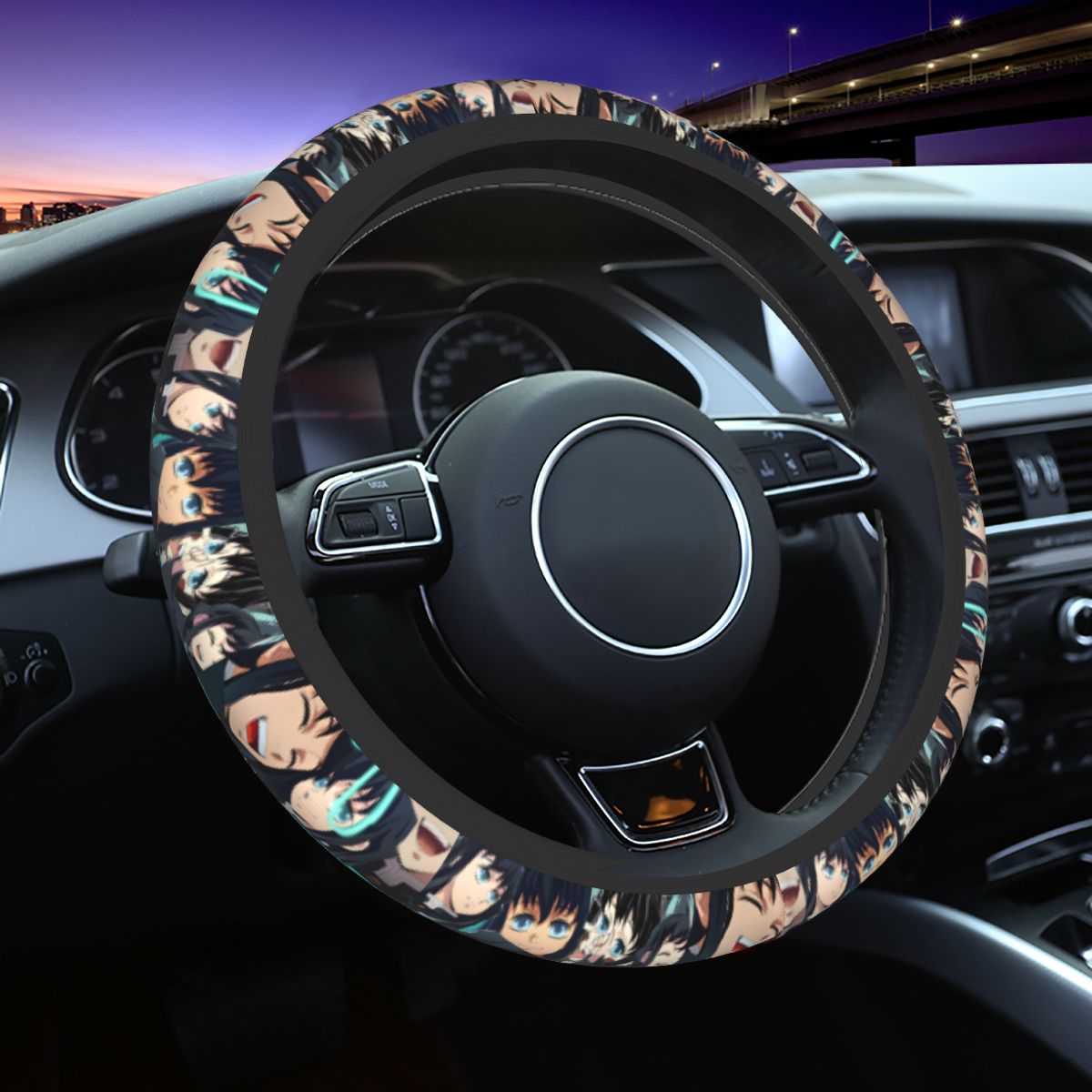 Car Accessories Japanese - Muichiro Demon S-Slayer ステアリングホイールカバーソフト日本製ステアリングホイールプロテクターユニバーサルフィット 37-38 センチメートルカーアクセサリー
