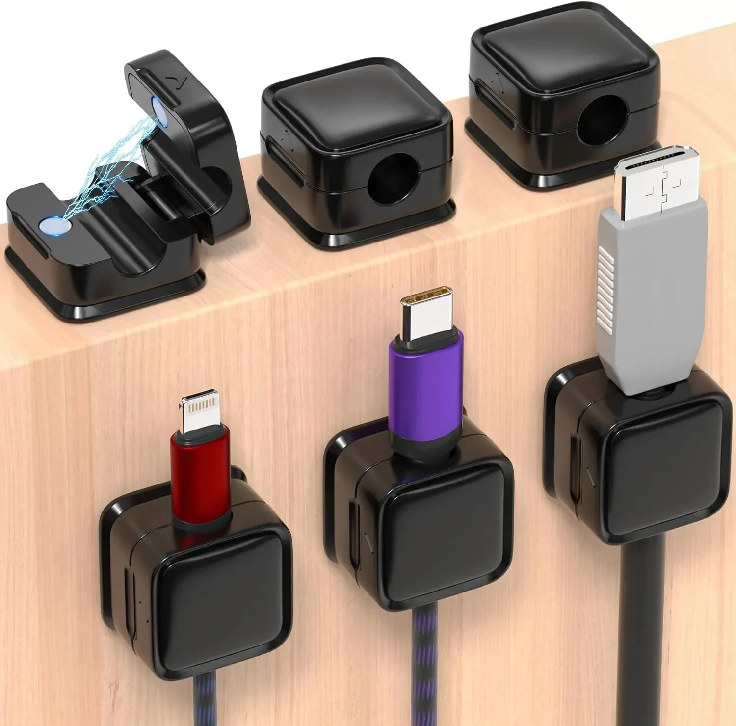 Car Organizer - 小型ケーブル整理ホルダー。磁石付きで、滑らかな調整が可能。デスク下でのケーブル管理に最適。ワイヤー固定クリップとしても使用可能。