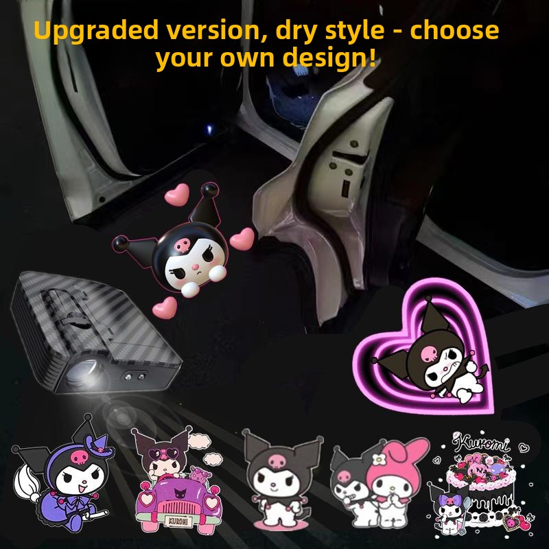 Car Accessories Japanese - かわいいカートゥーンデザインのクロミ超高画質車用ウェルカムライト、ワイヤレスドアライト、ドア開閉センサー搭載プロジェクションライト。
