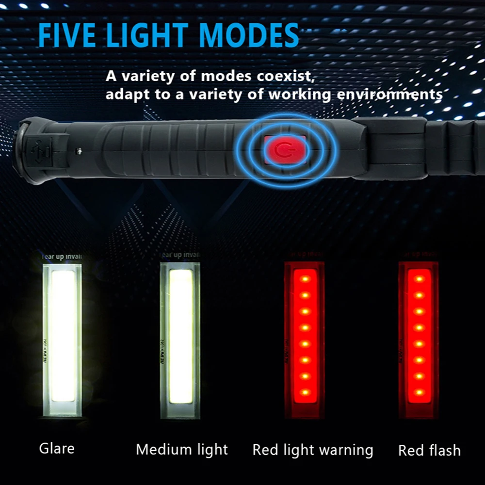 COB LED 作業灯 USB充電式 360° °   回転 - Car Led Light のレビューと価格