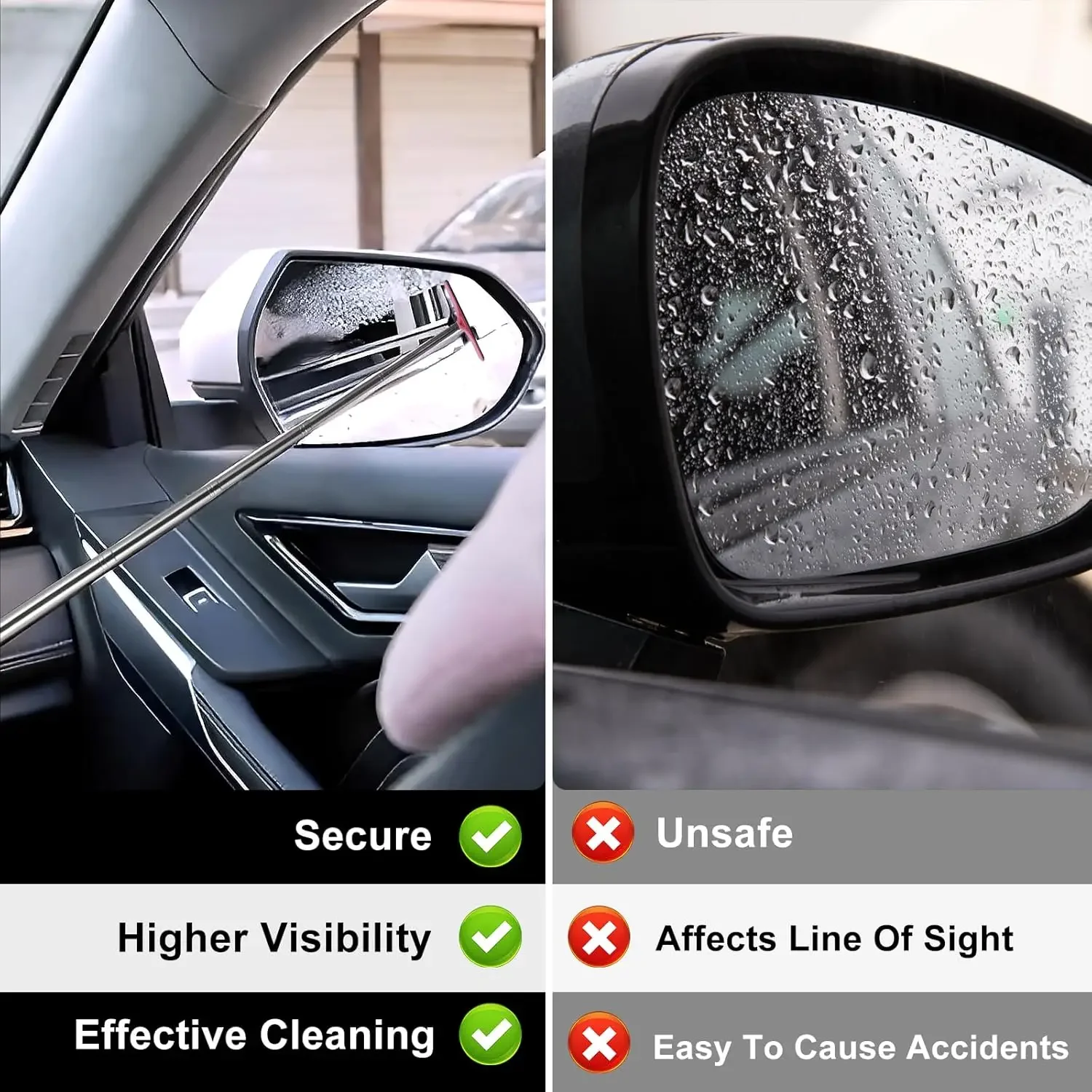 バックミラーフロントガラスワイパー格納式ポータブルゴムスキー - Car Mirror のレビューと価格