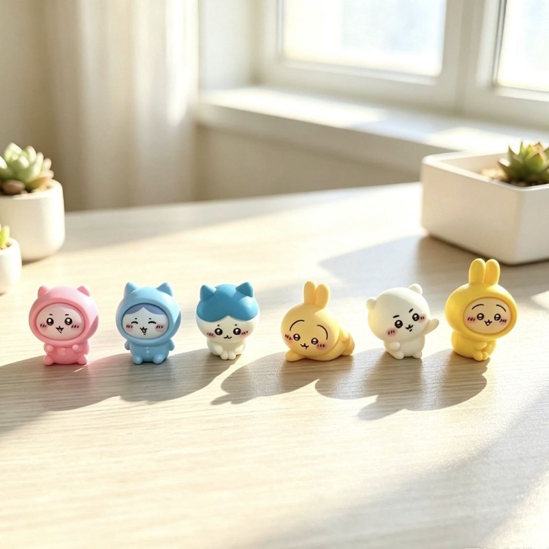 ちいかわのミニフィギュア、かわいいうさぎのキャラクターが描か - Car Accessories Japanese のレビューと価格