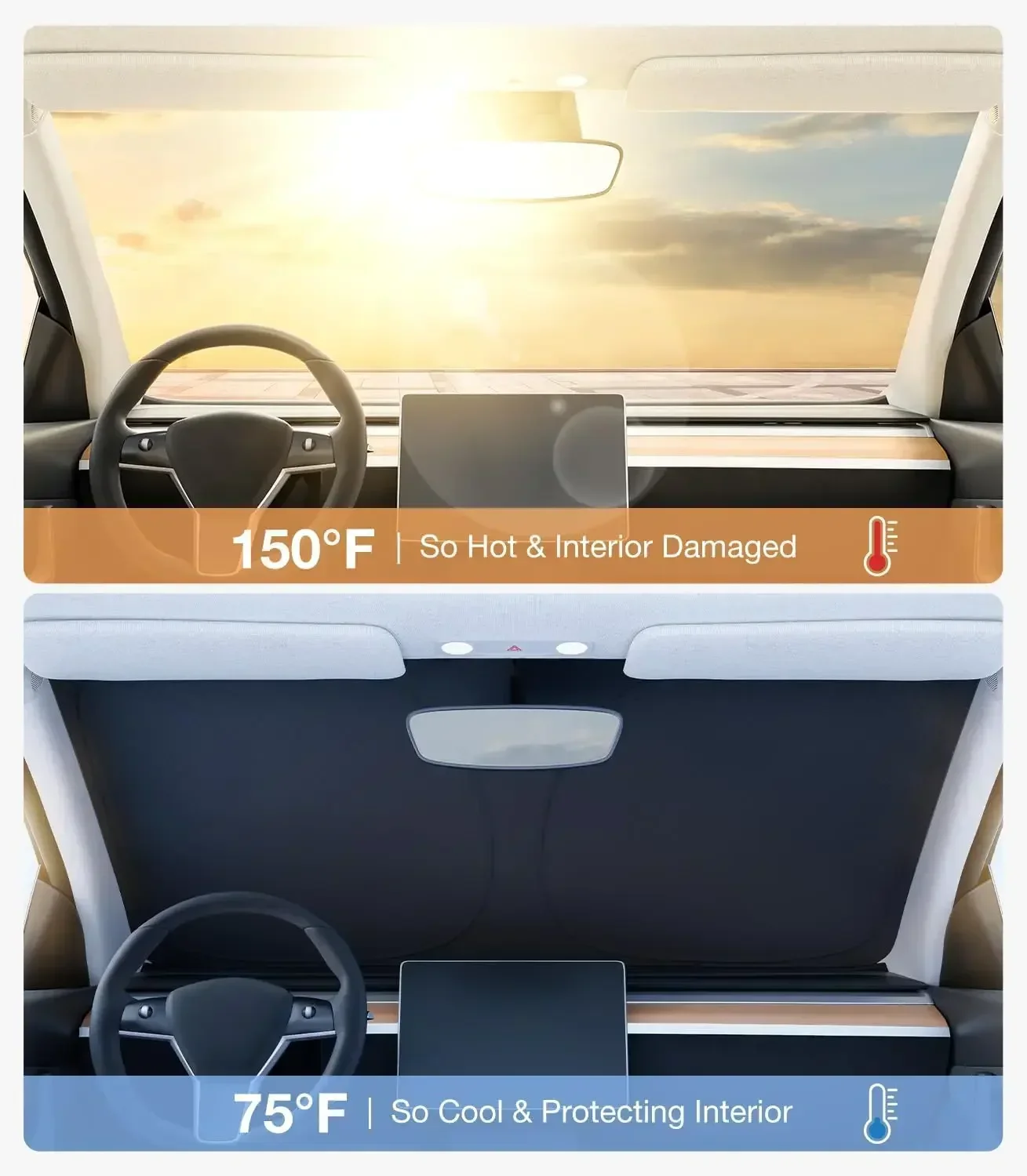 車用サンシェード、フロントガラス用、チタンシルバー、厚手、折 - Windshield Sun Shade のレビューと価格