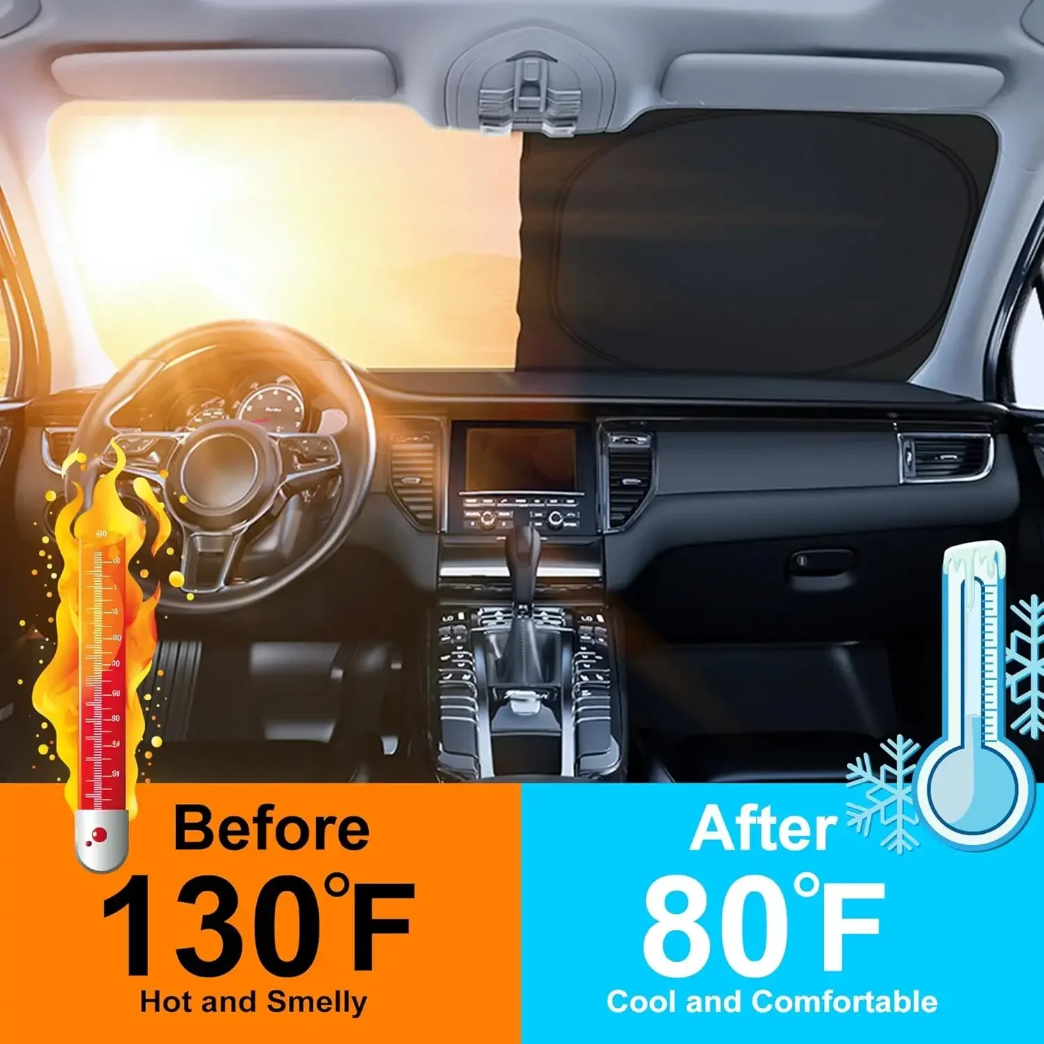 車用サンシェード フロントウィンドシールド チタンシルバー  - Windshield Sun Shade のレビューと価格