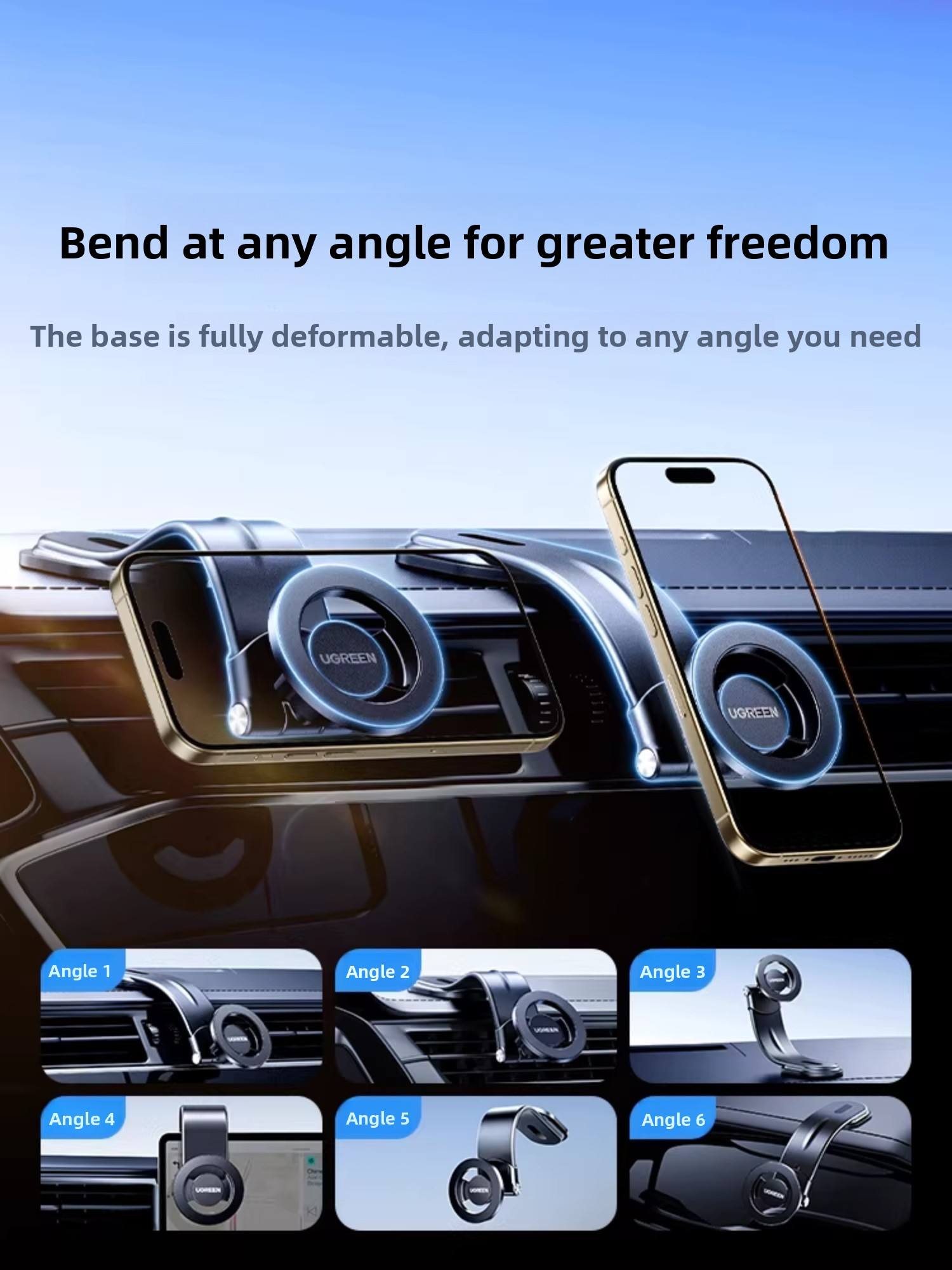 UGREEN マグネット式 車載ホルダー 360度回転 真空 - Car Vacuum のレビューと価格